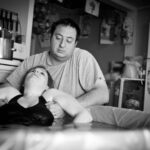birth partner supporting a woman in labour at a homebirth